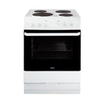 Amica AFS1630WH Electric Cooker - 60cm - Solid Plate Hob - Single Oven - 9 Functions - White - Triple Glazed Door